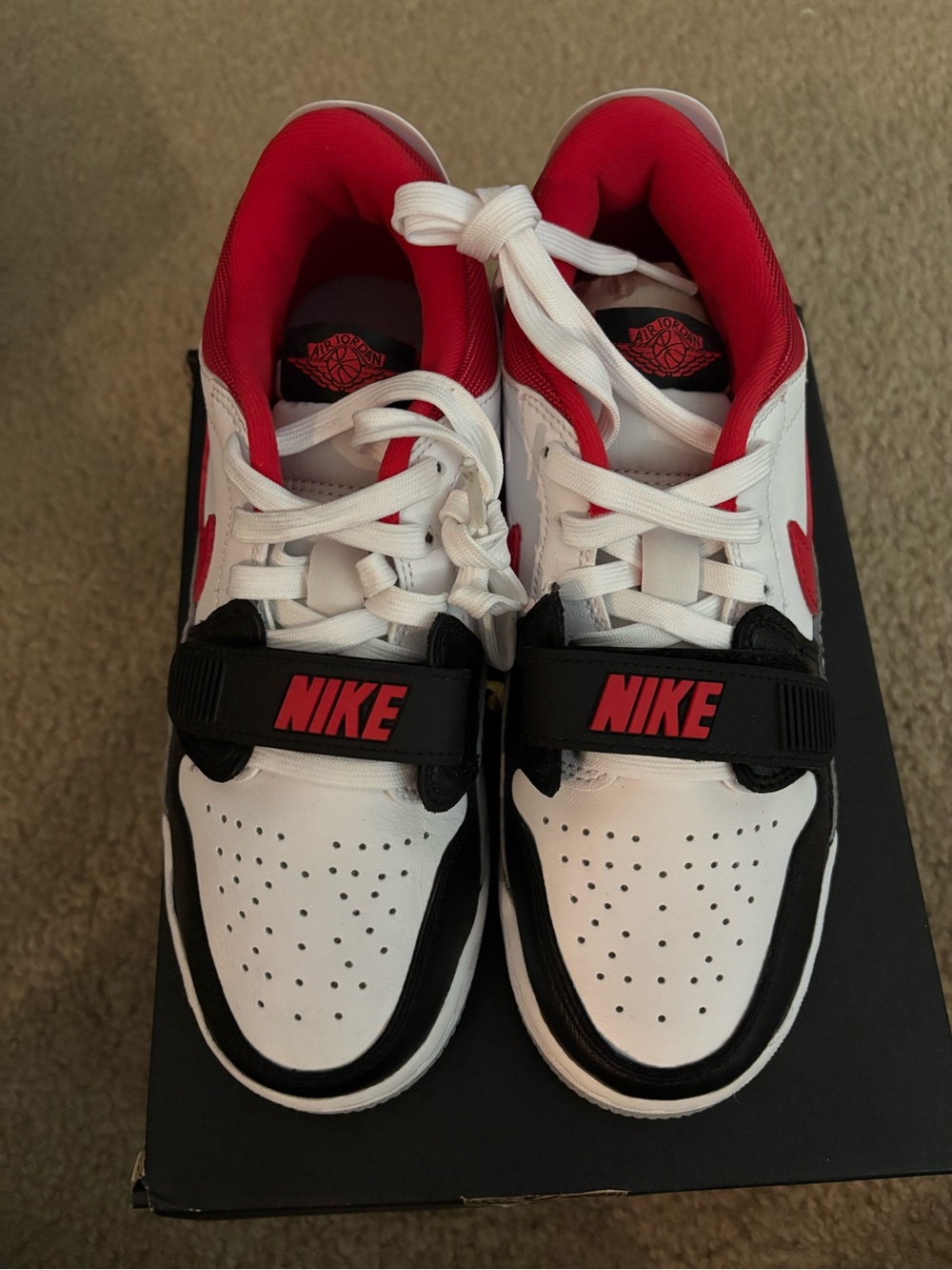 Jordan Kids Low-Top Sneakers in White, Black & Red;  new in original packaging